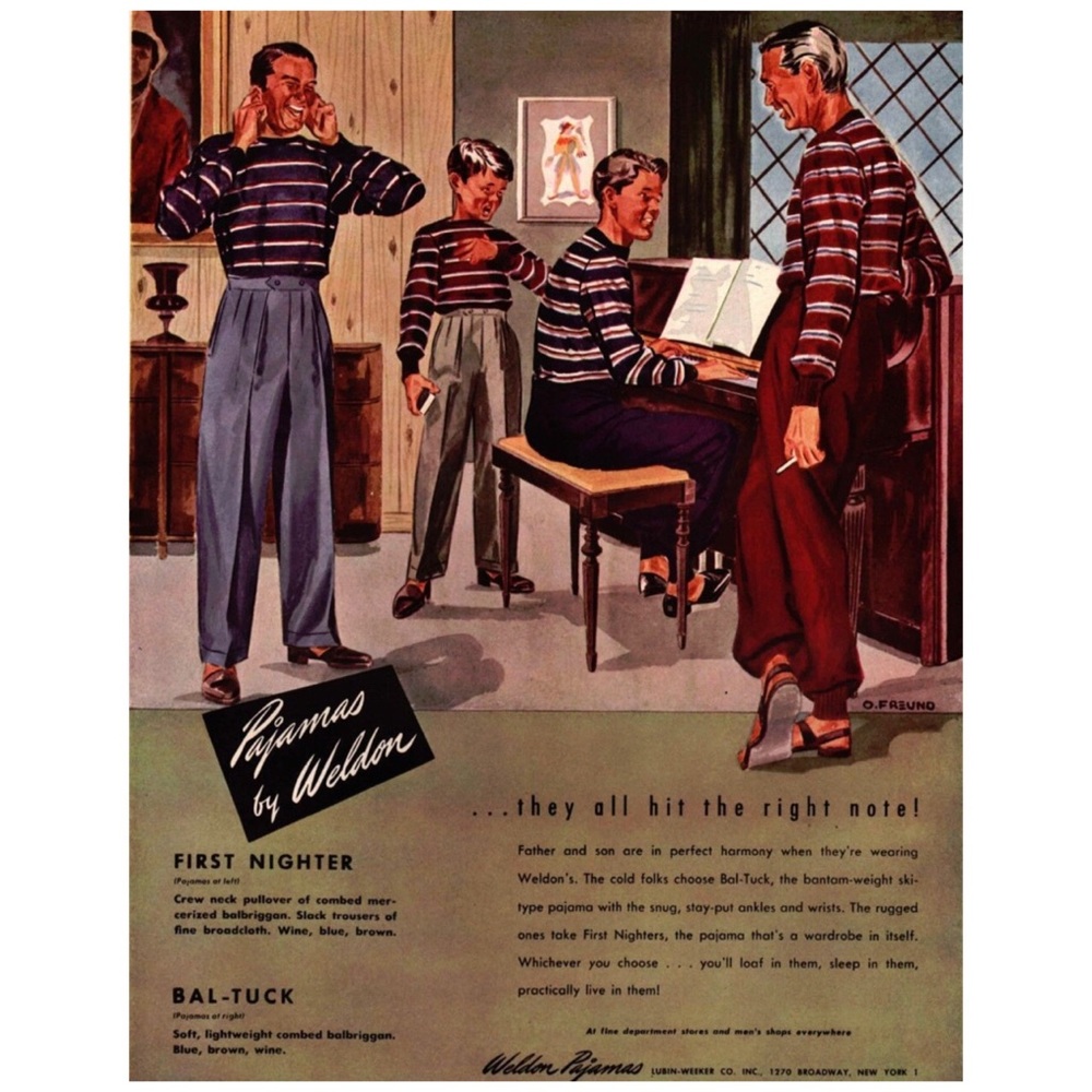 SOLD. Vintage 60s Bal-Tuk Pajama Set for Men by Weldon UNWORN Size Medium/Large - Picture 12 of 15